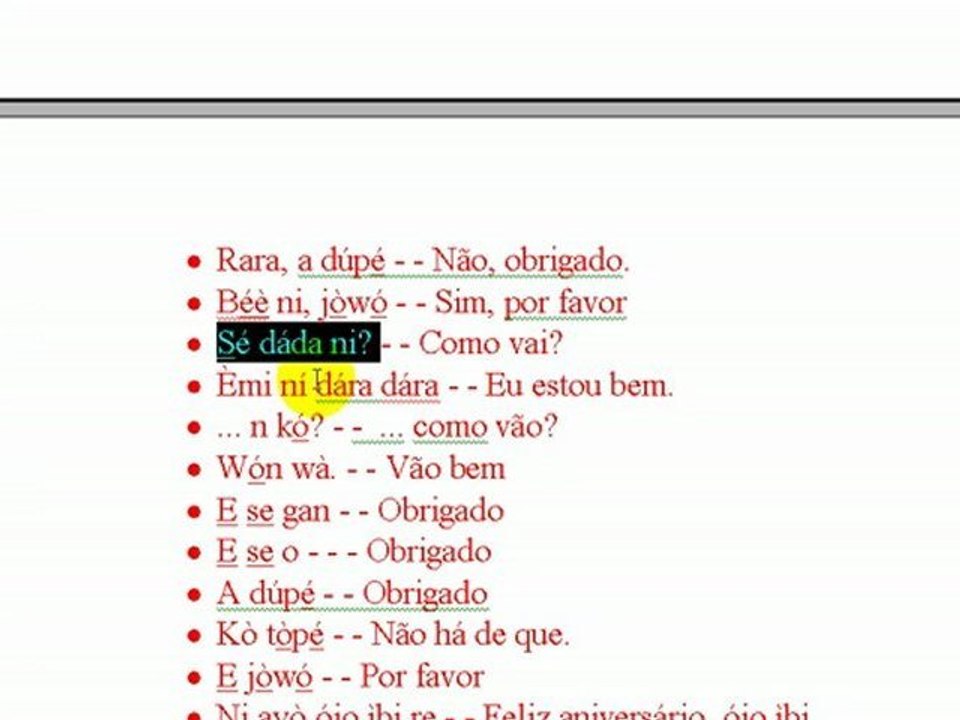 Curso de Yorùbá - Aula 4 (Olùkó Vander)