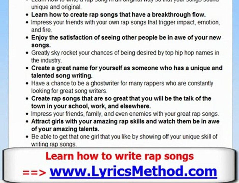 How to Write a Rap Song - Learn To Write Rap Lyrics Tips - L