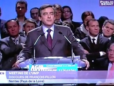 Les Régionales. François Fillon à Nantes.Les 35 h du PS.