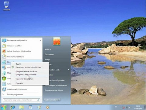 Barre des taches - Epingler un element