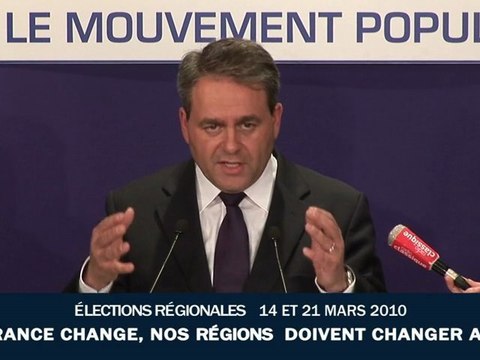 Elections régionales 2010 : Déclaration de Xavier Bertrand