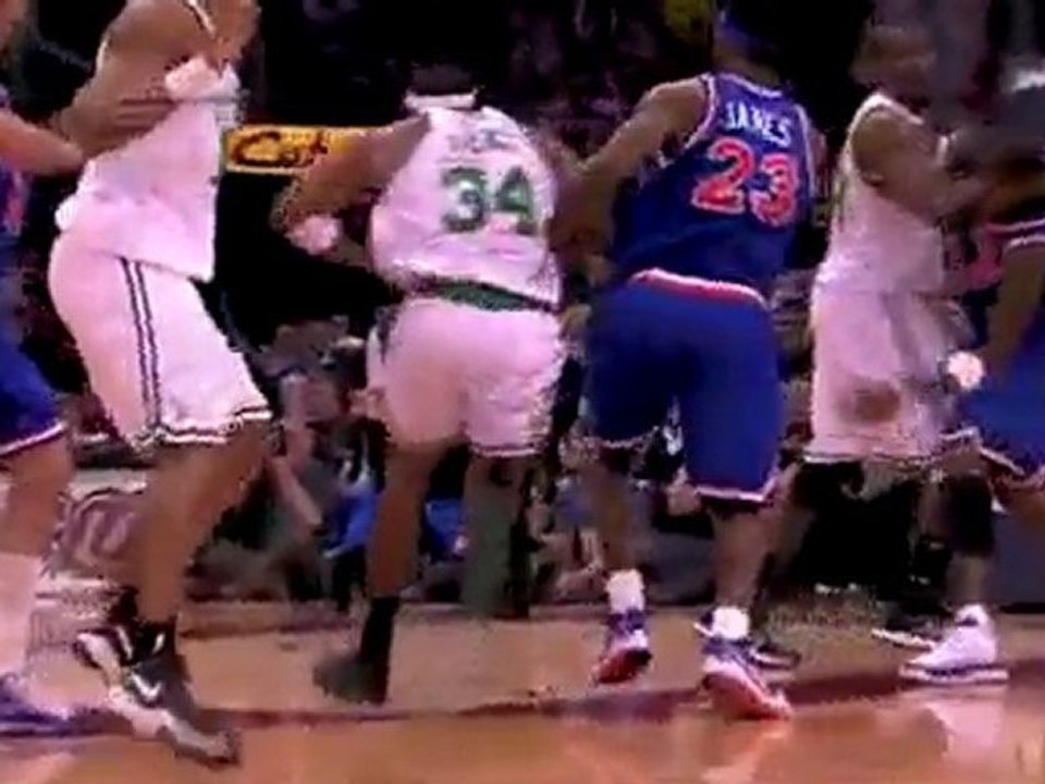LeBron James Block Paul Pierce in the paint.