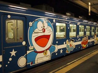 Various collages on trains, in Japan