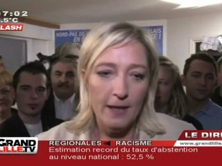 Régionales : Le FN talonne l'UMP, Marine Le Pen commente !