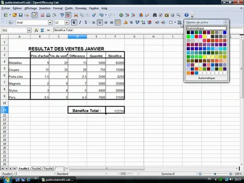 Tableur 1.11 Mise en forme de caractères