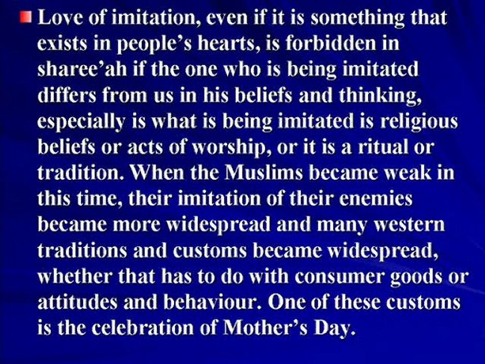 Mother day-unaccepted Novelty in islam