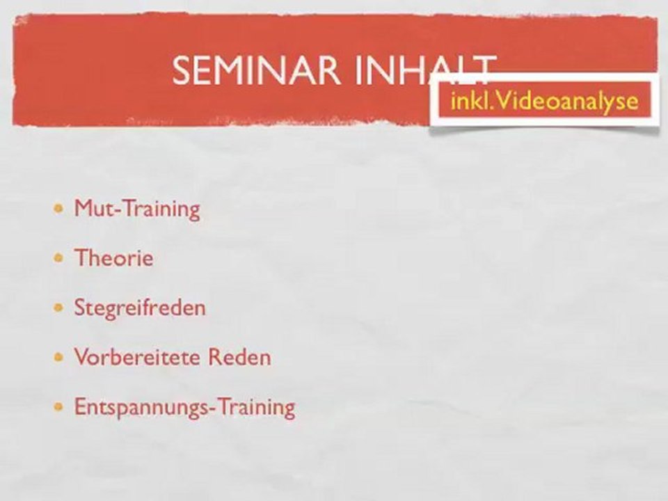 Anti Lampenfieber Training - Franz Ruchti Seminare