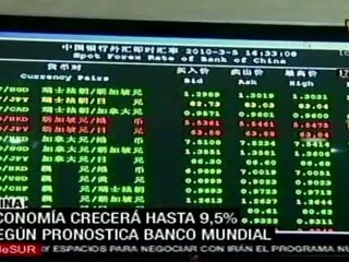 Economía china crecerá 9.5% en 2010 (BM)