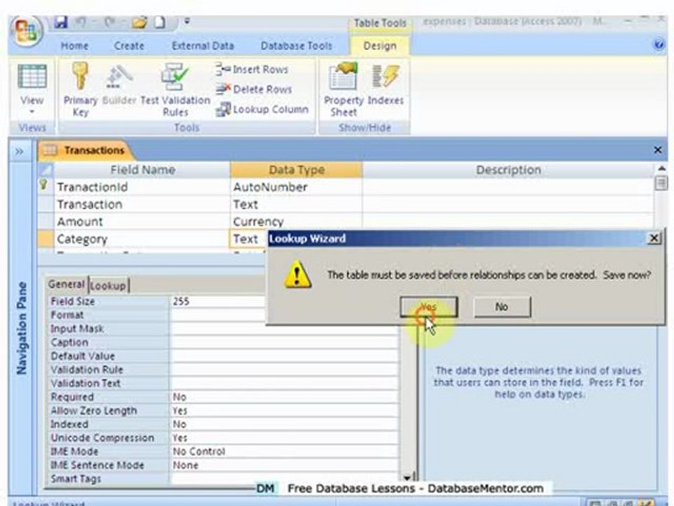 Access Join Two Tables - Free Tutorials - Expenses Example P