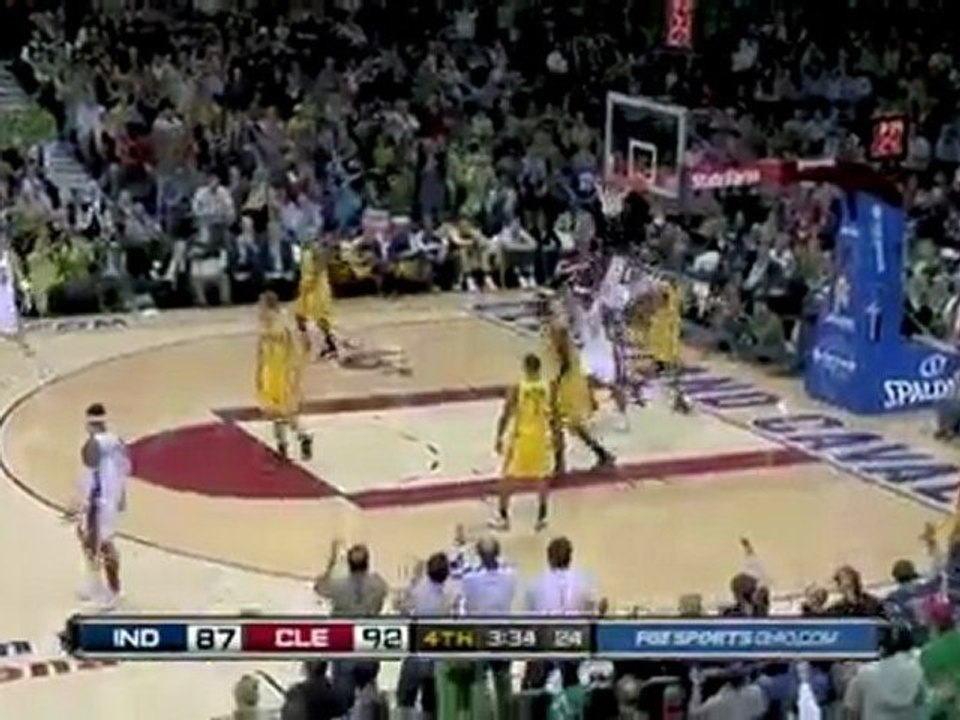 LeBron James takes the alley-oop from Anderson Varejao and s