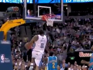 Carmelo Anthony gets the steal and gives the rock to J.R. Sm