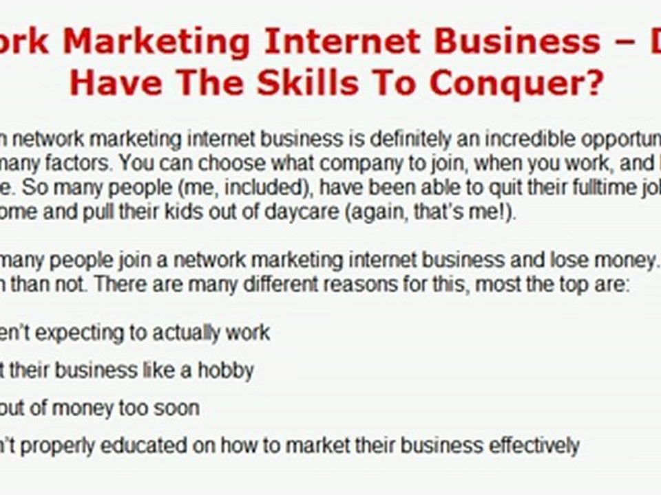 Network Marketing Internet Business – Do You Have The Ski