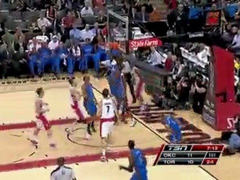 Thabo Sefolosha gets the steal and Kevin Durant gets the fol