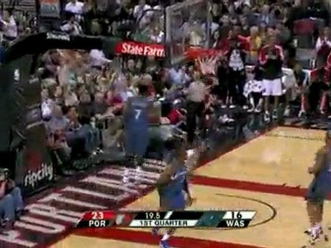 Marcus Camby gets the big block and Rudy Fernandez sends it