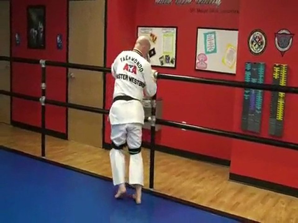 Martial arts Side kick drills and training with resistance bands