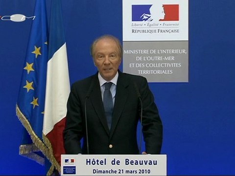 Déclaration de Brice HORTEFEUX , second tour Régionales 2010