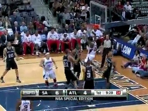 Marvin Williams' first shot is blocked by Richard Jefferson