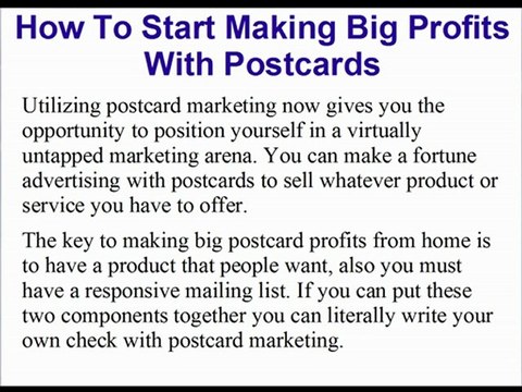 Making Big Postcard Profits From Home