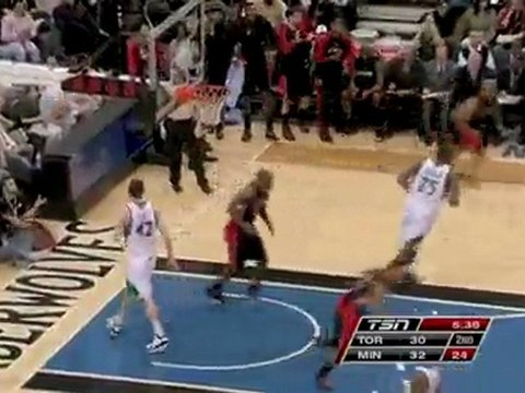 two Raptors hook up for the fast-break alley-oop.