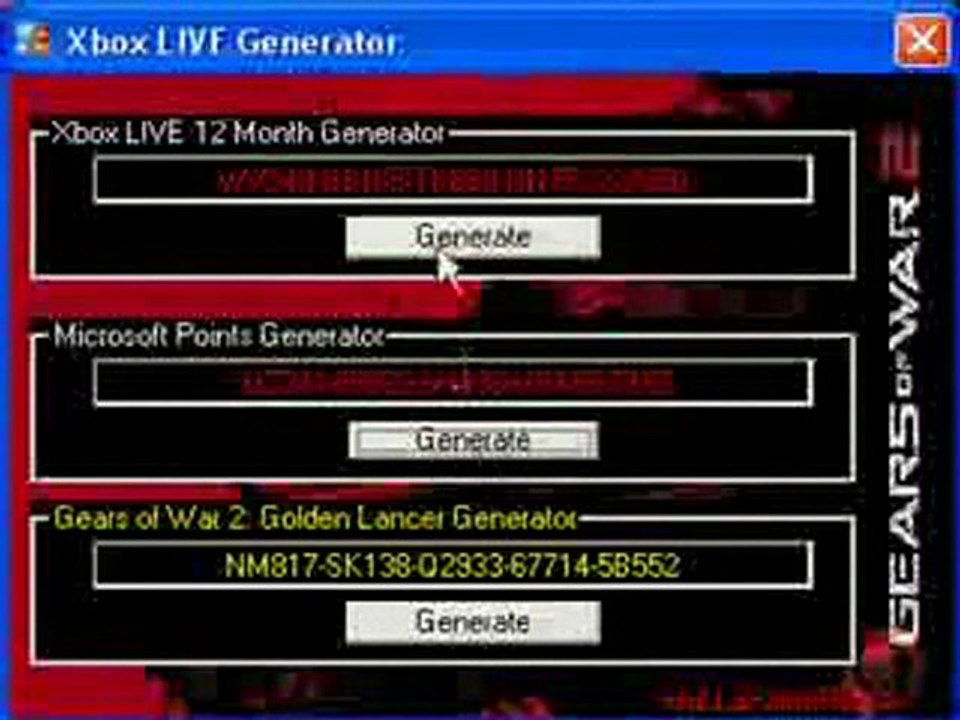 Xbox LIVE & Microsoft Points Code Generator