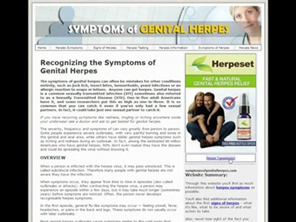 Symptoms of genital herpes Important Information About Human