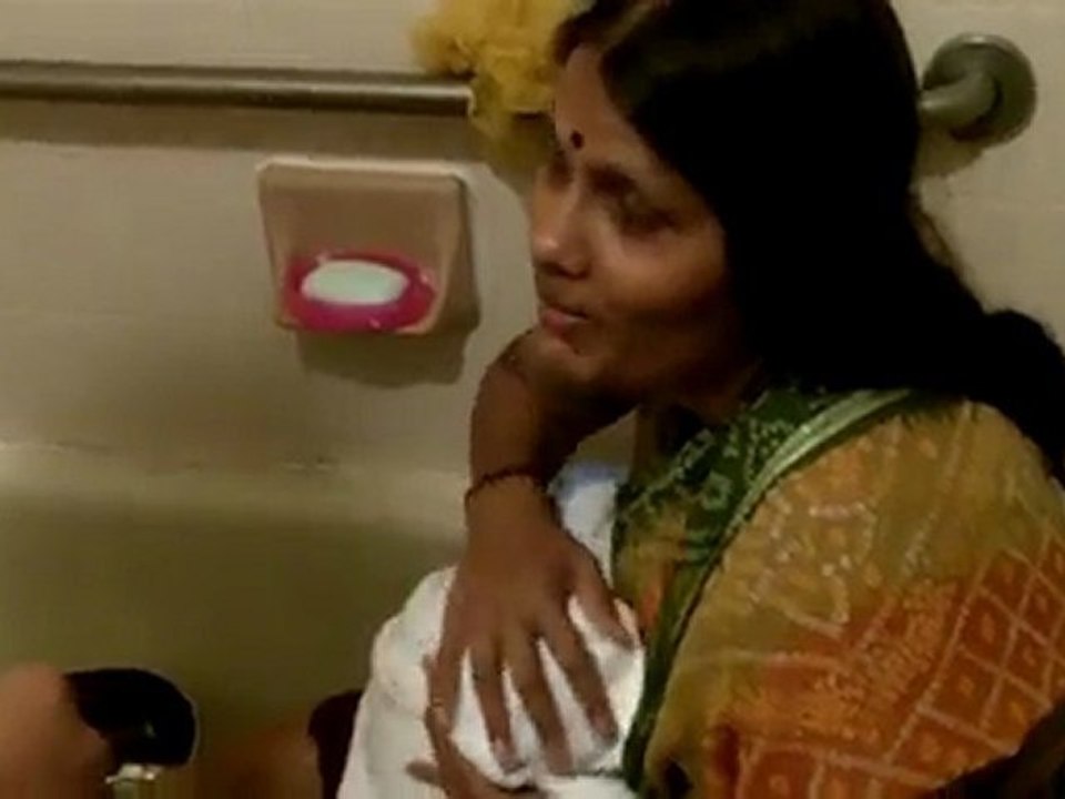 Ashwin Saai's first bath