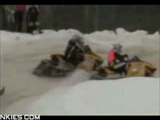 Double Snowmobile Fail