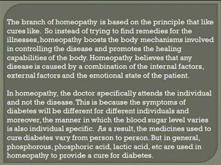 Homeopathic Natural Diabetes Treatment