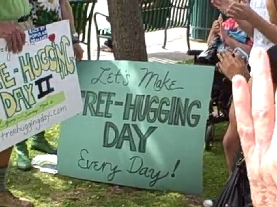 Moving Boxes Man at Tree Hugging Day March in Santa ...