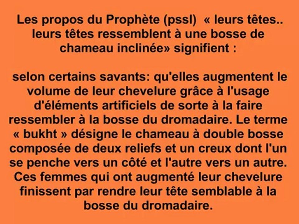 Eplication :hadith du prophete sur les femmes perverses