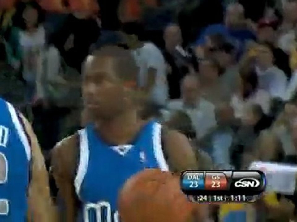 Rodrigue Beaubois drives to the basket, gets fouled and drai