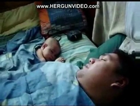 funny video - baby scared of snoring