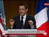 Nicolas Sarkozy devant les étudiants américains