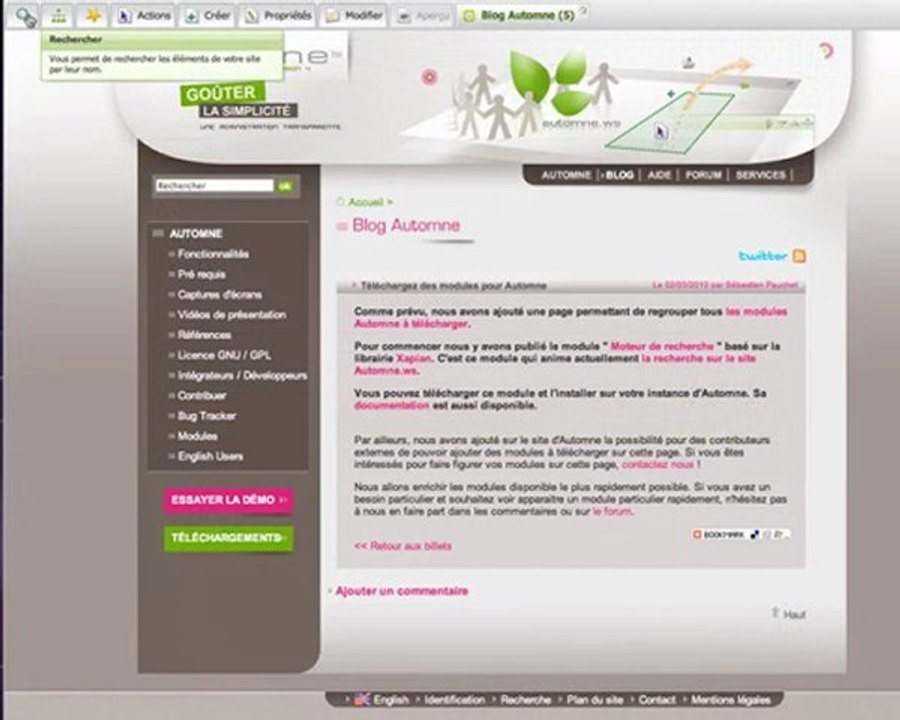 Automne : CMS open-source
