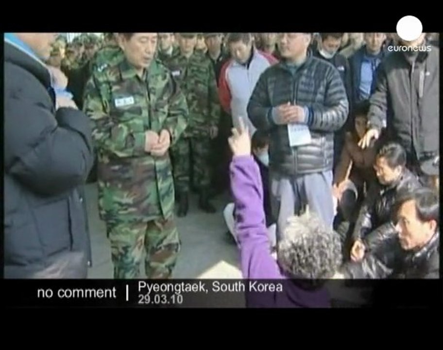 Angry families visit site of sunken South Korean navy ship