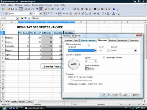 Tableur 1.12 Les alignements