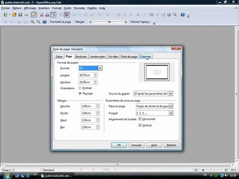 Tableur 1.14 Mise en page