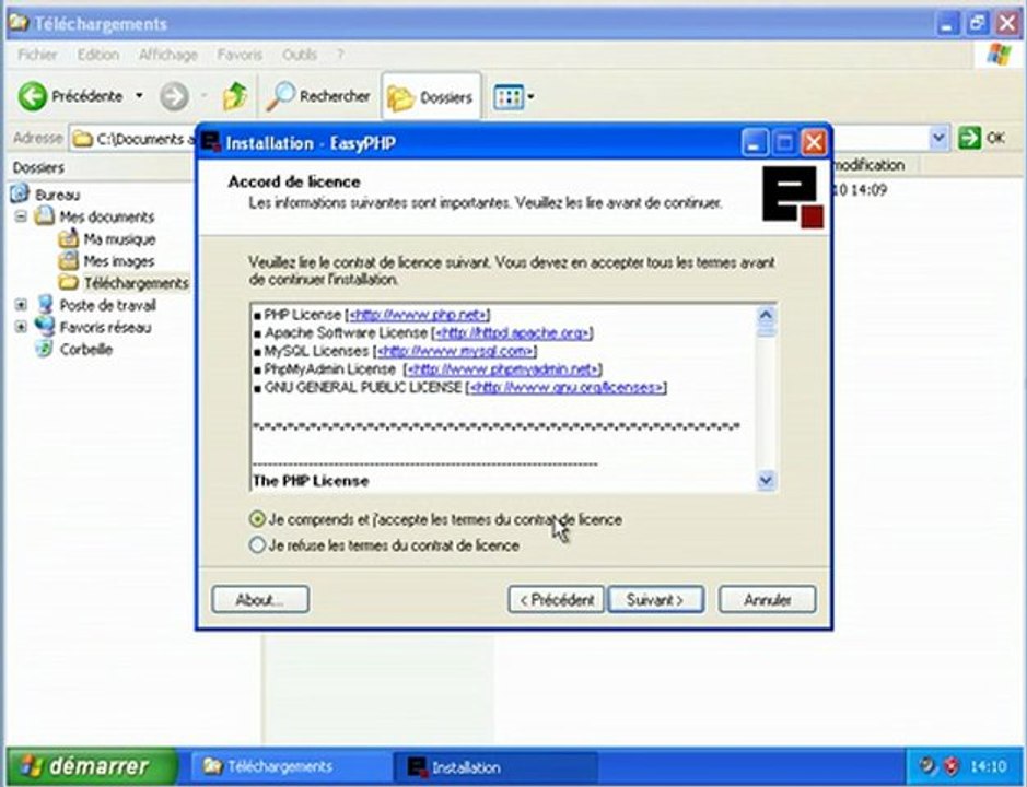 Téléchargement et installation de EasyPhp sous windows XP