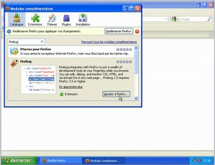Installation des modules Firefox web-developer et firebug