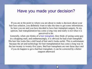 Are you considering a hair transplant?