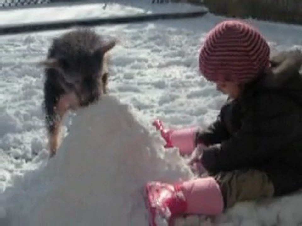 Prisca et Tara dans la neige.