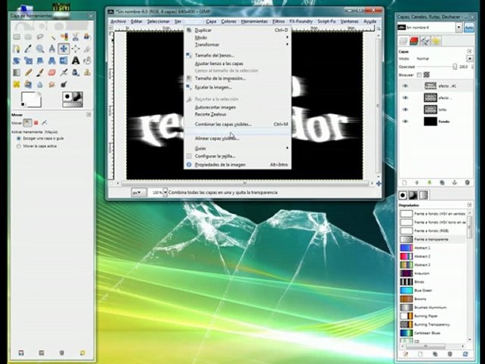 Tutorial con GIMP - Texto con resplandor detras