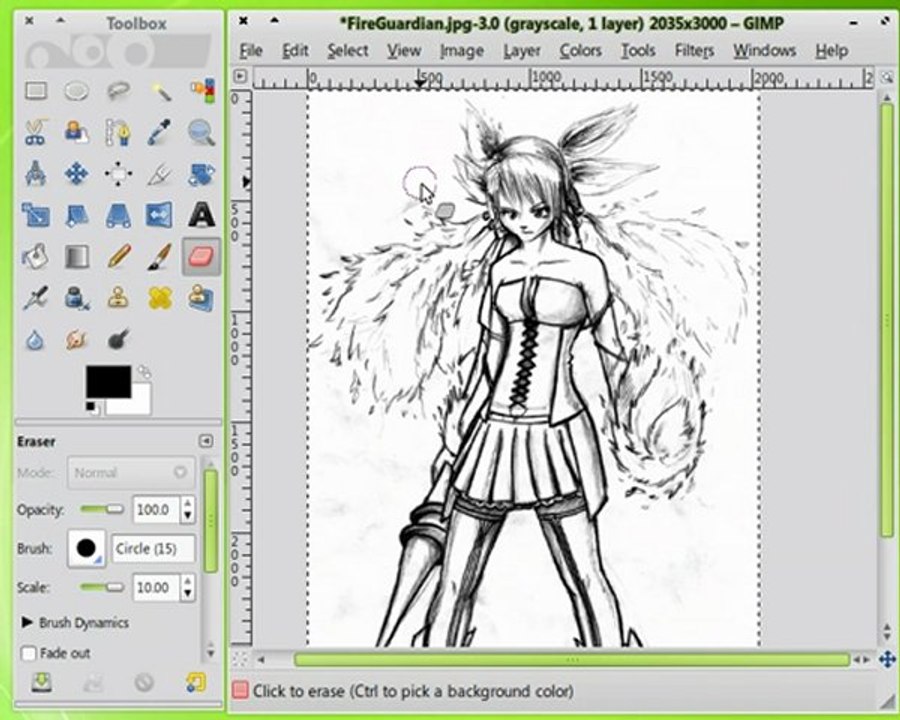 Nettoyage d'un dessin noir et blanc sous The Gimp