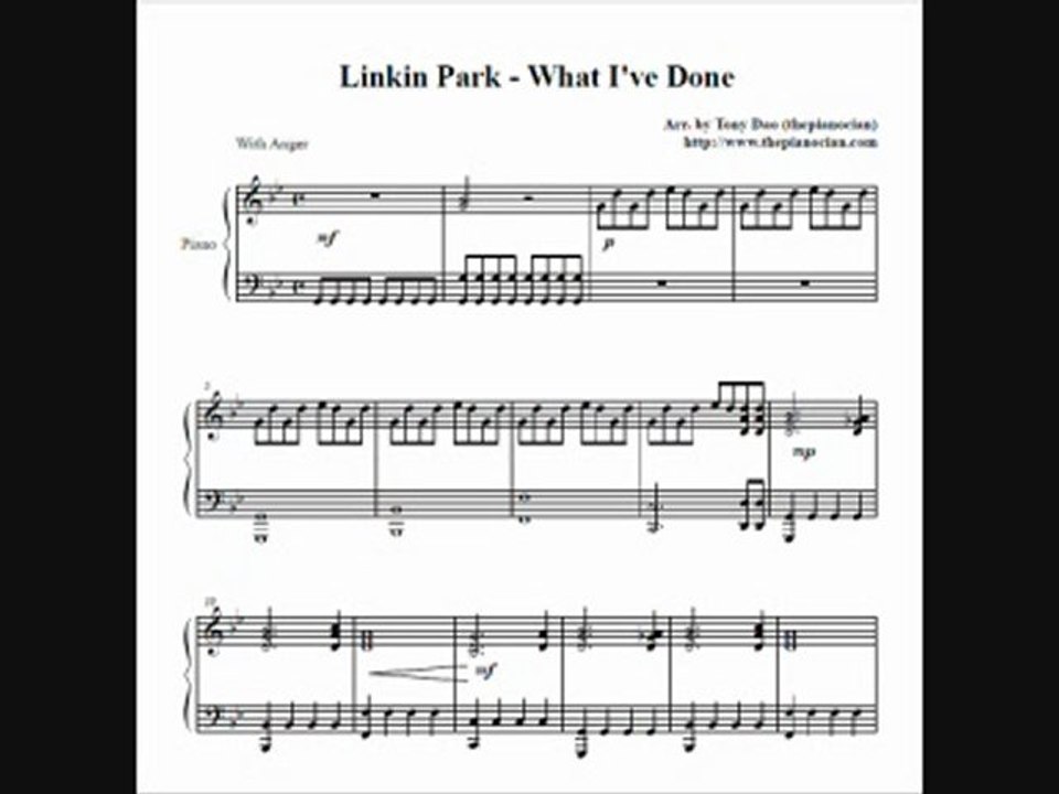 Linkin Park - What I've Done (piano sheet music)