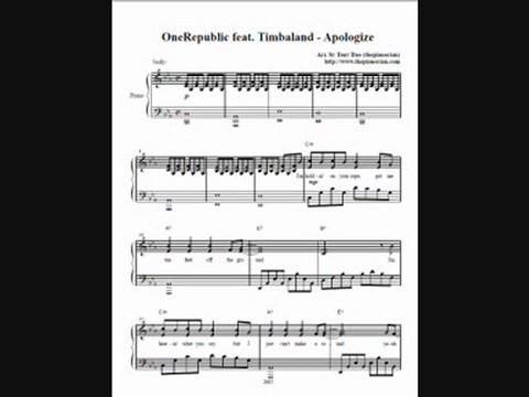 OneRepublic ft. Timbaland - Apologize (piano sheet music)
