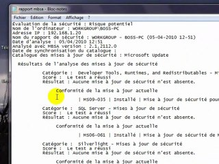 MBSA 2.1 SECURISER FAILLES SECURITE  WINDOWS SEVEN & AUTRES