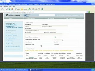Reviewing backup reports for BackgroundBackup.ca
