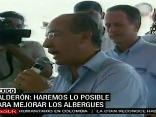 Calderón pide calma a afectados por terremoto