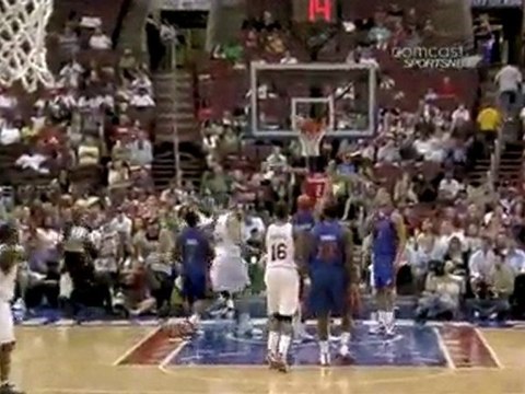 Louis Williams drives to the basket, gets fouled and sinks t