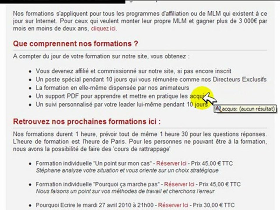 Formations pour apprendre l'affiliation